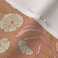 Indian Floral Block Print - Terra Cotta, Earth Tones - L - (Spice Blossom)