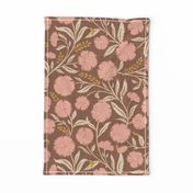 Indian Floral Block Print - Russet Brow, Pink - XL - (Spice Blossom)