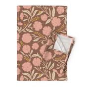 Indian Floral Block Print - Russet Brow, Pink - XL - (Spice Blossom)