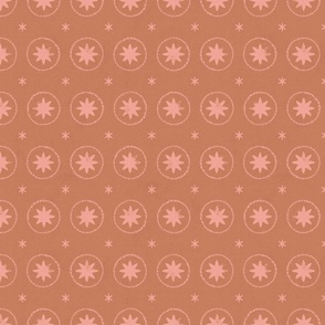Block Print Stars  - Terra Cotta, Pink  - L - (Gem Palace)