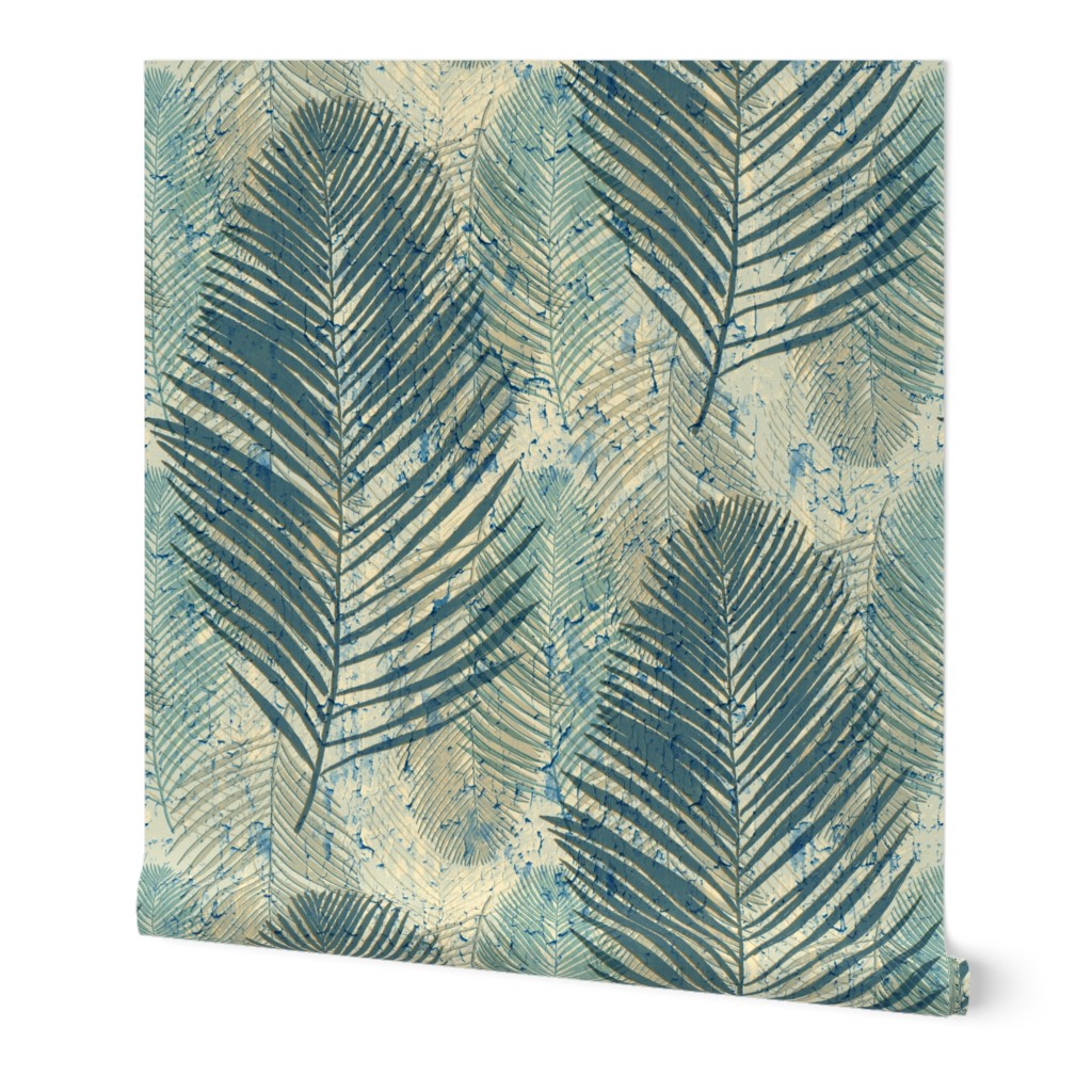 wonderfully weathered palm fronds - soft teal blue, tan and and beige