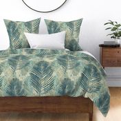 wonderfully weathered palm fronds - soft teal blue, tan and and beige