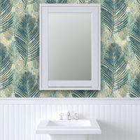 wonderfully weathered palm fronds - soft teal blue, tan and and beige