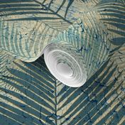 wonderfully weathered palm fronds - soft teal blue, tan and and beige