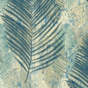 wonderfully weathered palm fronds - soft teal blue, tan and and beige