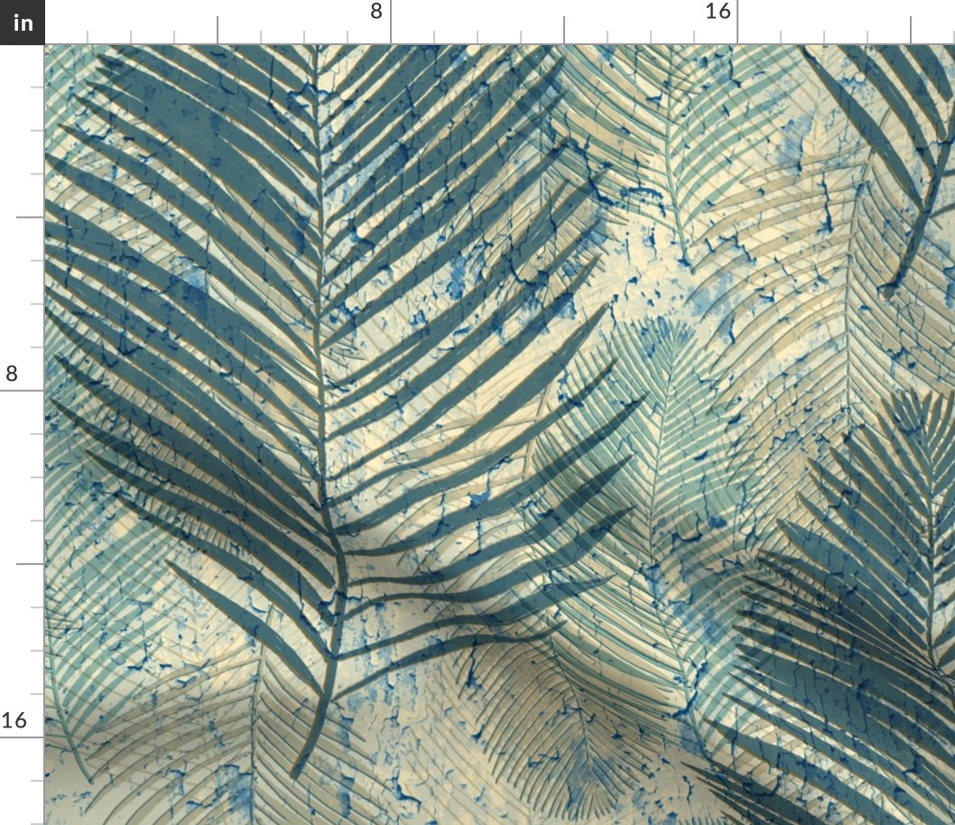 wonderfully weathered palm fronds - soft teal blue, tan and and beige