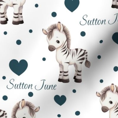 Safari Animals Zebra Teal Baby Girl Nursery Personalized