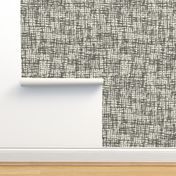 Textured tonal basket weaving-inspired paintbrush strokes all-over abstract in dark grey on white