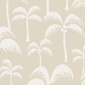 LARGE MODERN TROPICAL PALM TREES-NEUTRAL WHEAT SAND AND IVORY WHITE