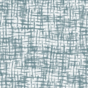 Textured tonal basket weaving-inspired paintbrush strokes all-over abstract in blue on white