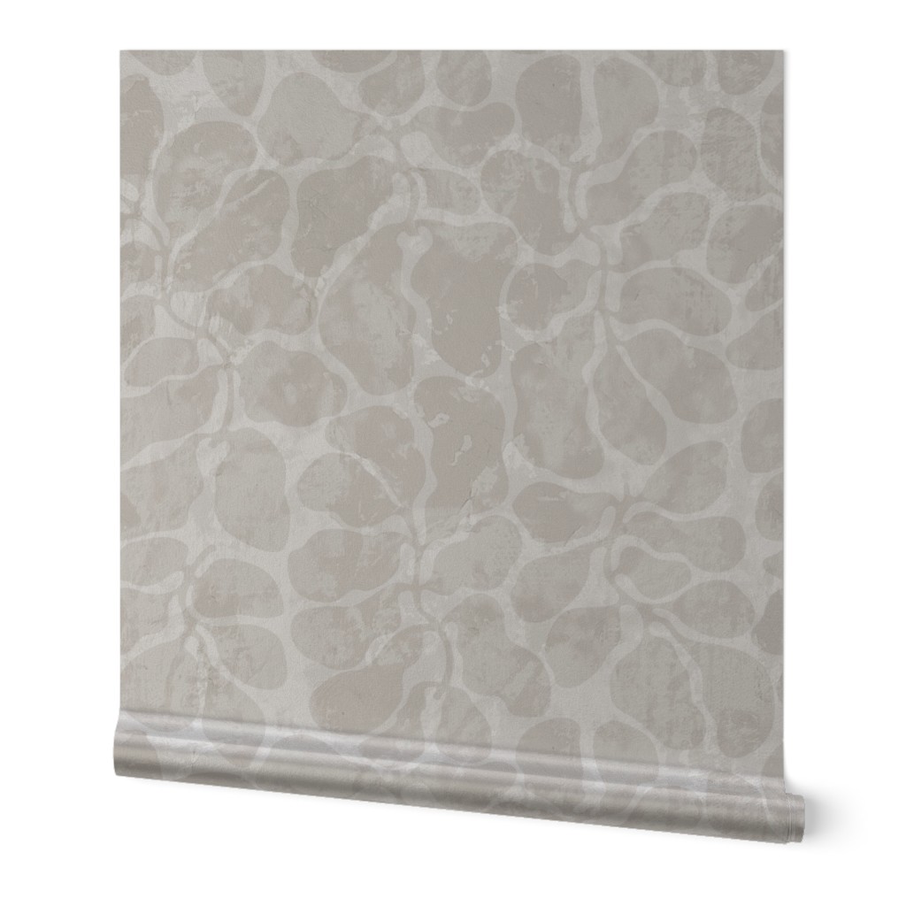 Plaster look texture with cut paper leaves monochrome taupe