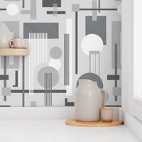 Geometric Bauhaus Textured - Abstract Minimal  - Neutral Grey Tones