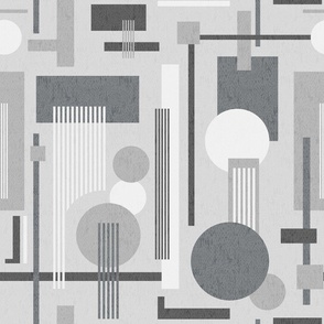 Geometric Bauhaus Textured - Abstract Minimal  - Neutral Grey Tones