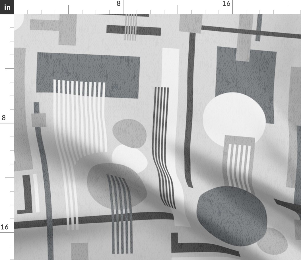 Geometric Bauhaus Textured - Abstract Minimal  - Neutral Grey Tones