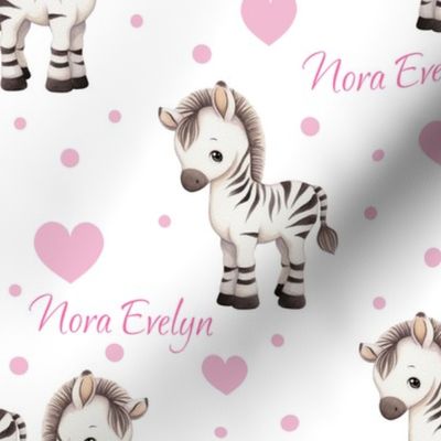 Safari Animals Zebra Pink Baby Girl Nursery Personalized