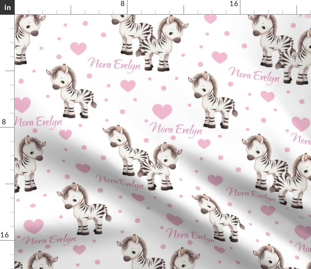 Safari Animals Zebra Pink Baby Girl Nursery Personalized