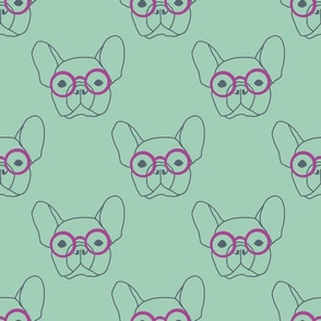 french bulldog WITH GLASSES mint