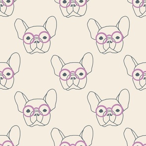 french bulldog WITH lilac GLASSES