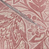 (large) Indian Florals Chintz Tonal block print linen texture rosy red