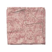 (large) Indian Florals Chintz Tonal block print linen texture rosy red