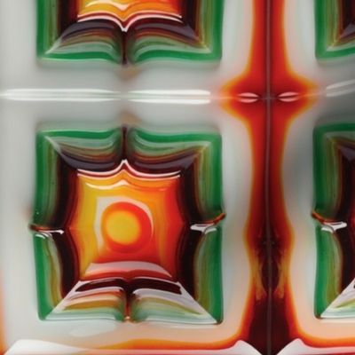 Color Reflecting Squares In Molten Glass