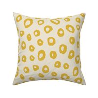 (L) Leopard Spots - textural hand painted monochrome animal print pattern - mustard yellow on cream