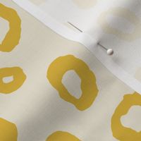 (L) Leopard Spots - textural hand painted monochrome animal print pattern - mustard yellow on cream