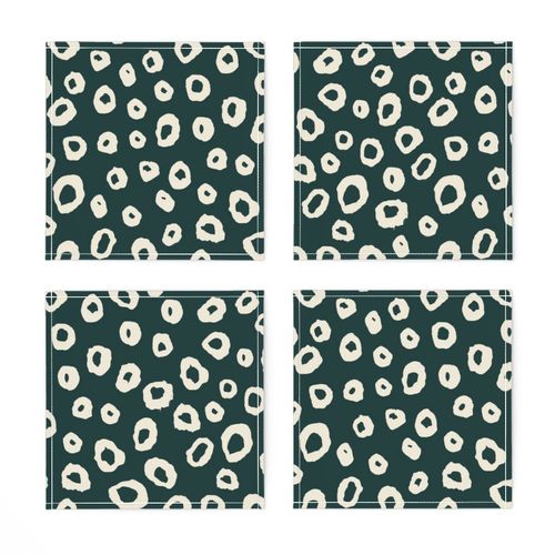 (L) Leopard Spots - textural animal print pattern - bold cream on black