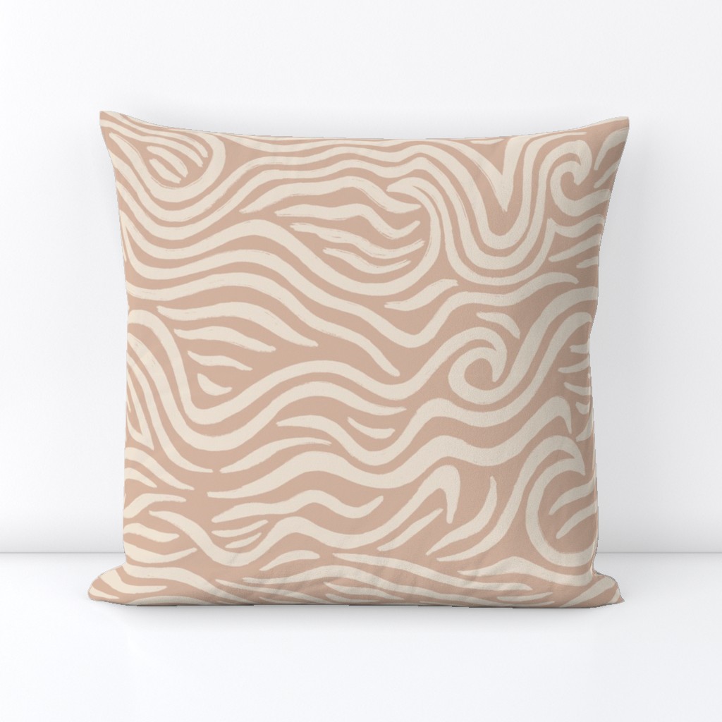 LARGE COASTAL TEXTURED ZEBRA OCEAN WAVES-WARM EARTHY TONAL NEUTRALS DESERT SAND AND WHEAT