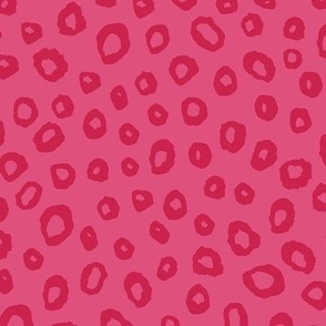 (M) Leopard Spots - textural hand painted monochrome animal print pattern - red on fuchsia pink