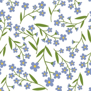 May blooms: simple, minimal pattern with forget-me-nots L