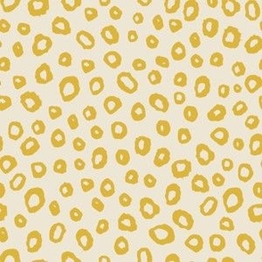 (S) Leopard Spots - textural hand painted monochrome animal print pattern - mustard yellow on cream