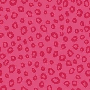 (S) Leopard Spots - textural hand painted monochrome animal print pattern - red on fuchsia pink