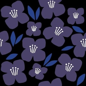 Bold purple flowers on black 