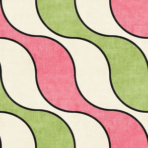 Wavy Abstract in Retro Pink and Green - large 