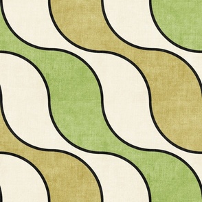 Wavy Abstract in Retro Yellow and Green - large 