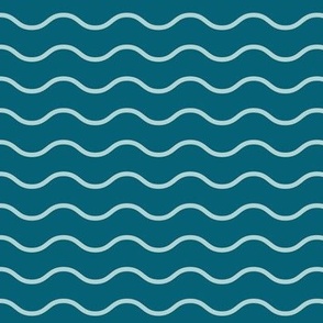 (S) wavy stripes in ocean depth teal Small scale