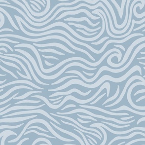 LARGE COASTAL TEXTURED ZEBRA OCEAN WAVES-TONAL SURF DENIM BLUES