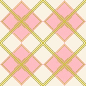 ARGYLE WITH A TWIST | 24" | A fresh spin on classic argyle for modern creations | Certreuse green and pink for that retro madness