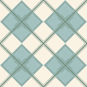 ARGYLE WITH A TWIST | 24" | A fresh spin on classic argyle for modern creations | sage and mint green - a perfect fusion