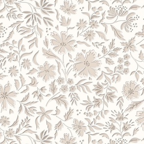 Paper Cut 3D Vintage Trailing Floral Neutral ( L )