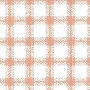 tweed gingham light terracotta reddish brown on white, two color plaid