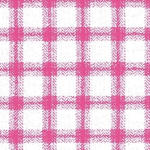 tweed gingham hot pink on white, two color plaid