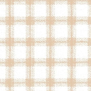 tweed gingham light beige on white, two color plaid