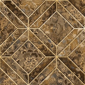 Boho Bronze and Brown Textured Mandala Tiles