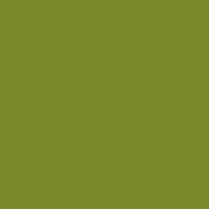 Moss Green Plain Solid Color 7a8b2c