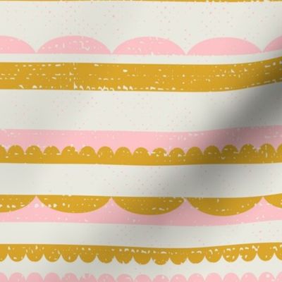 decorative tartlet stripes l textured pink & gold on off white