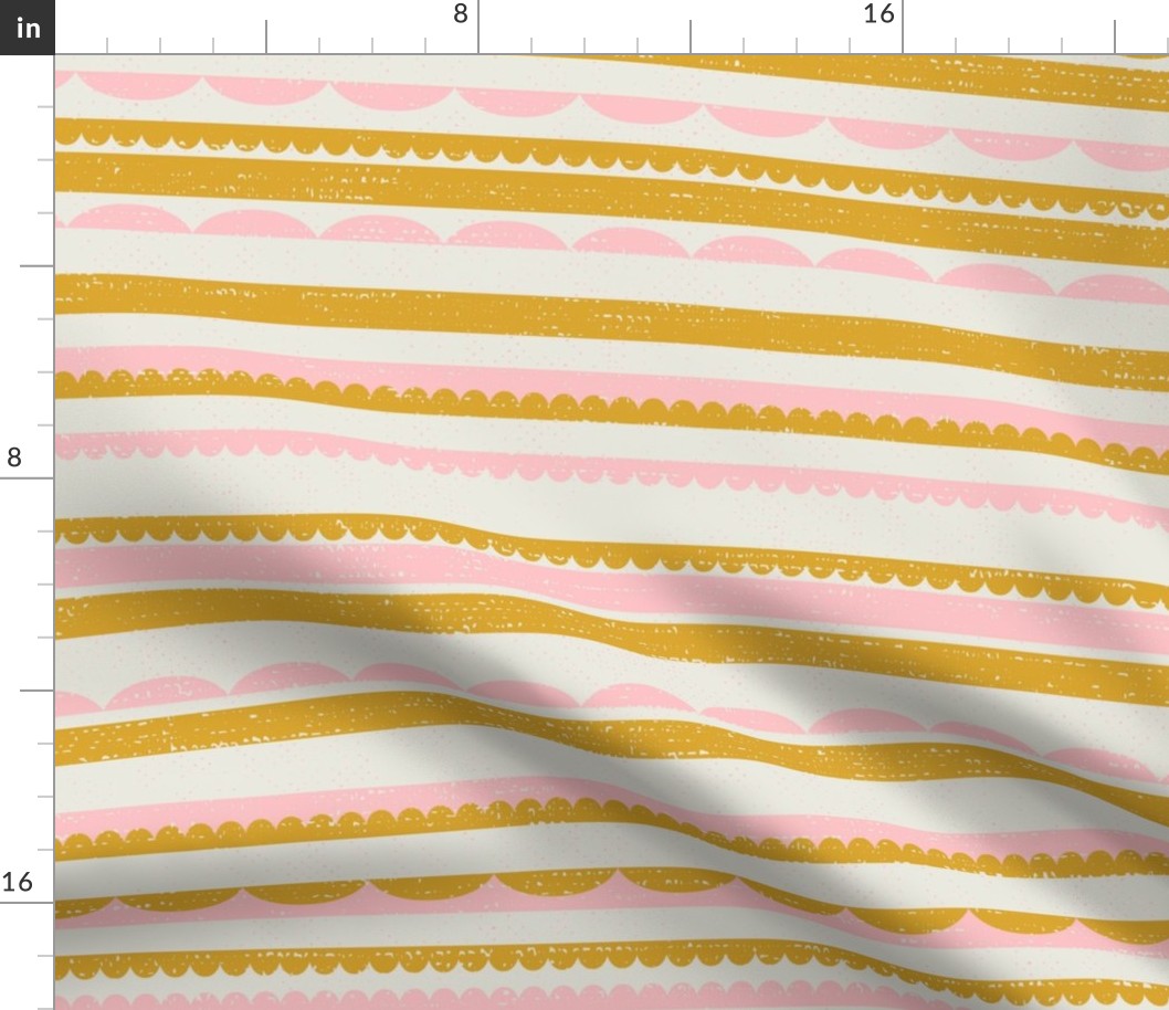 decorative tartlet stripes l textured pink & gold on off white