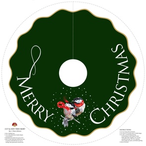 Our First Merry Christmas | Chickadees 44" Tree Skirt | Deep Green