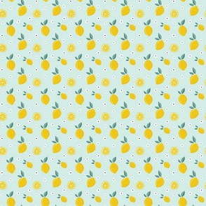 Lemon Squeezy Flowers on Blue 3 inch